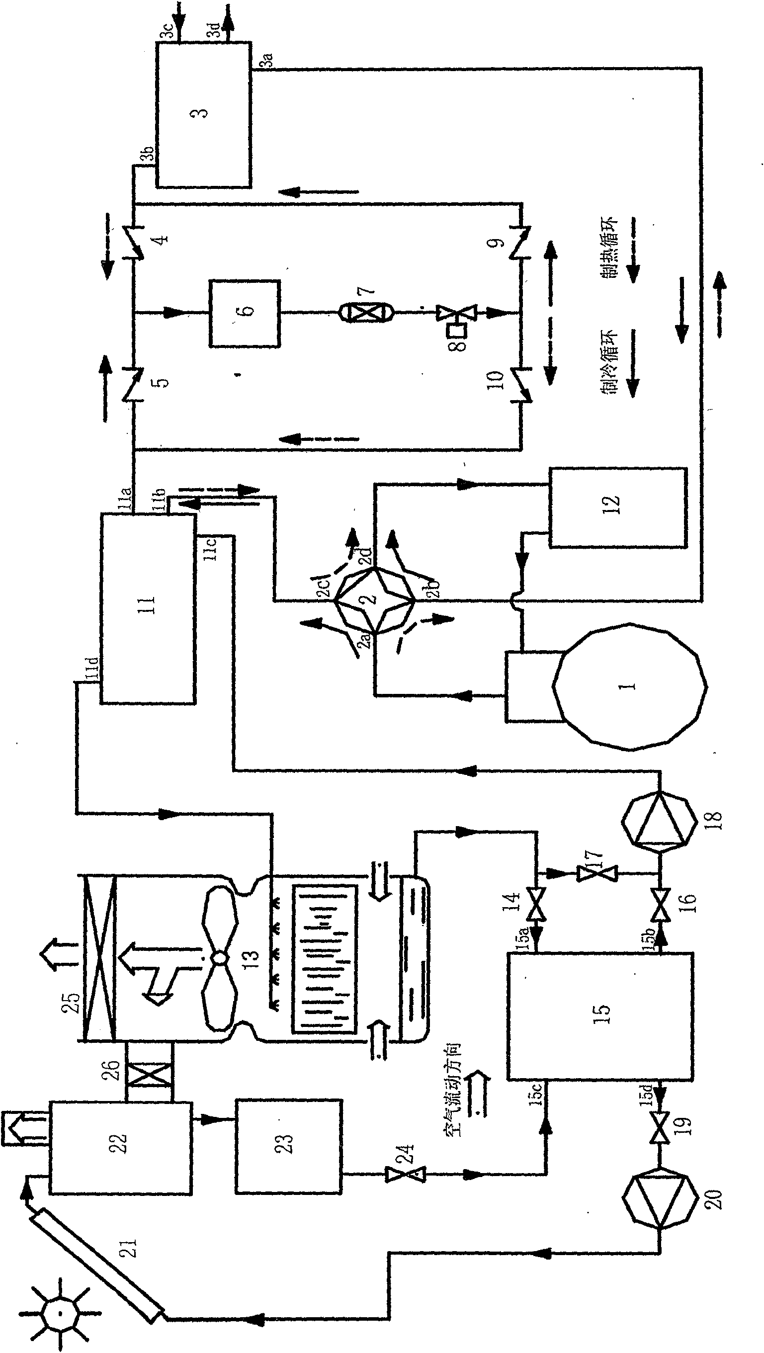 Solar energy-air source energy-storage type solution heat pump device