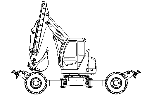 Four-support-leg walking type excavator