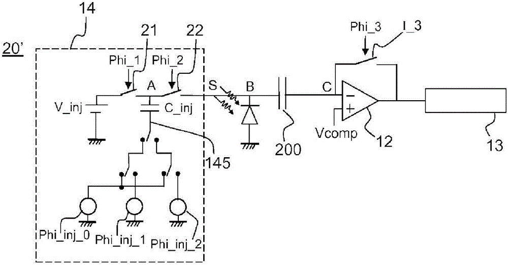 Electronic charge injection circuit for radiation detector