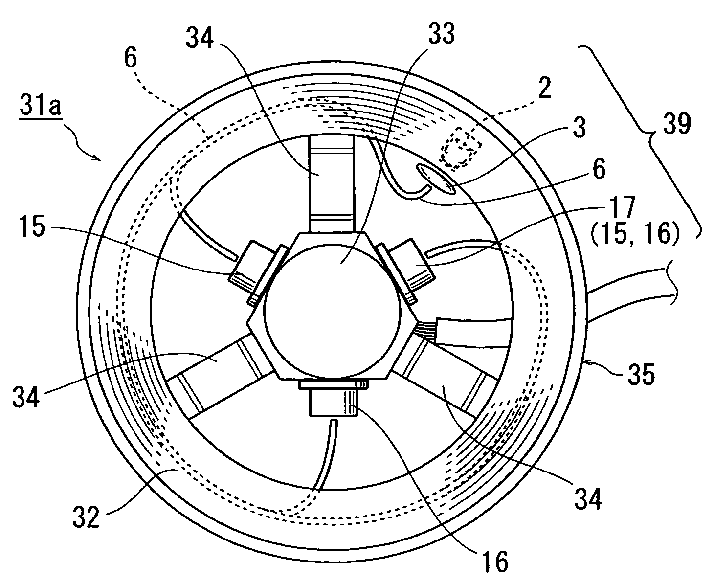 Optical displacement sensor using optical fiber, and external force detecting device