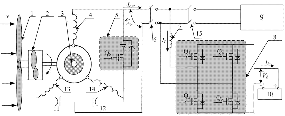 Single-phase self-excited wind power generation system