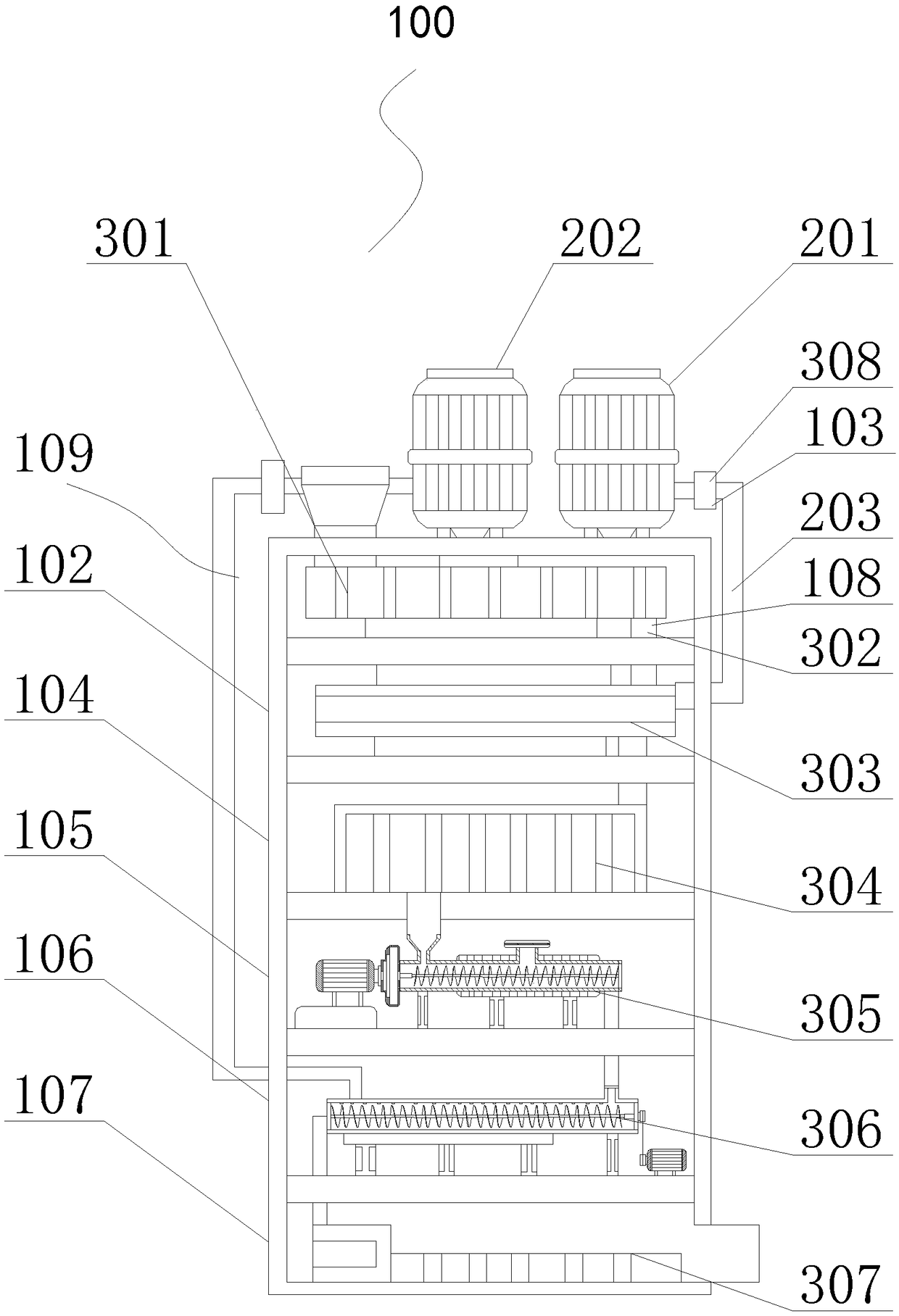 Preparation device system of soil conditioning powder