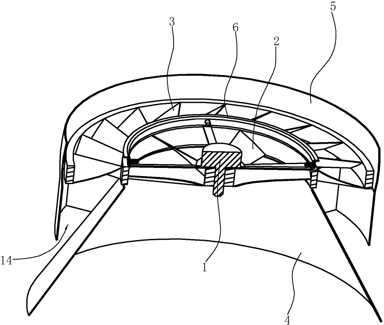 A fan structure capable of forming an artificial tornado and a range hood