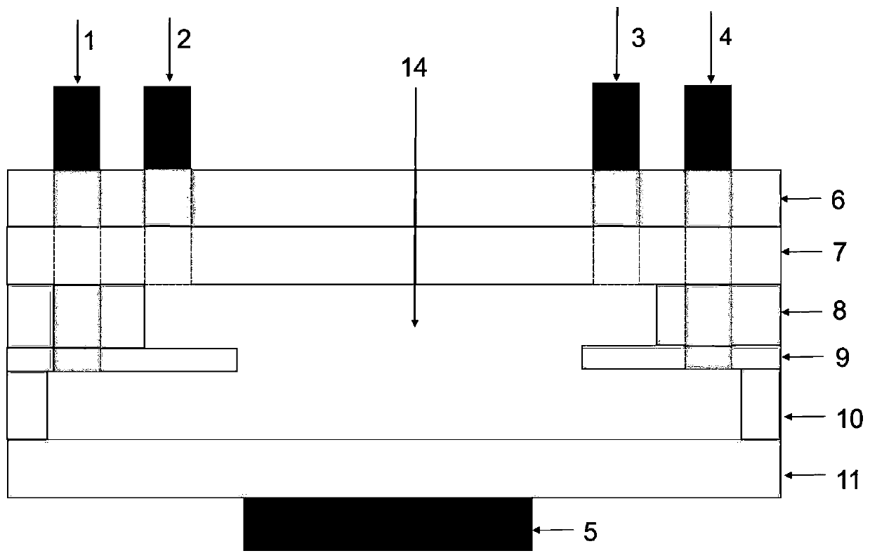 Vertical channel tunable high-flux acoustic fluidic sorting chip and preparation method thereof