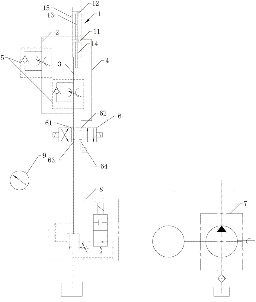 Oil circuit system of main oil cylinder of tube bending machine