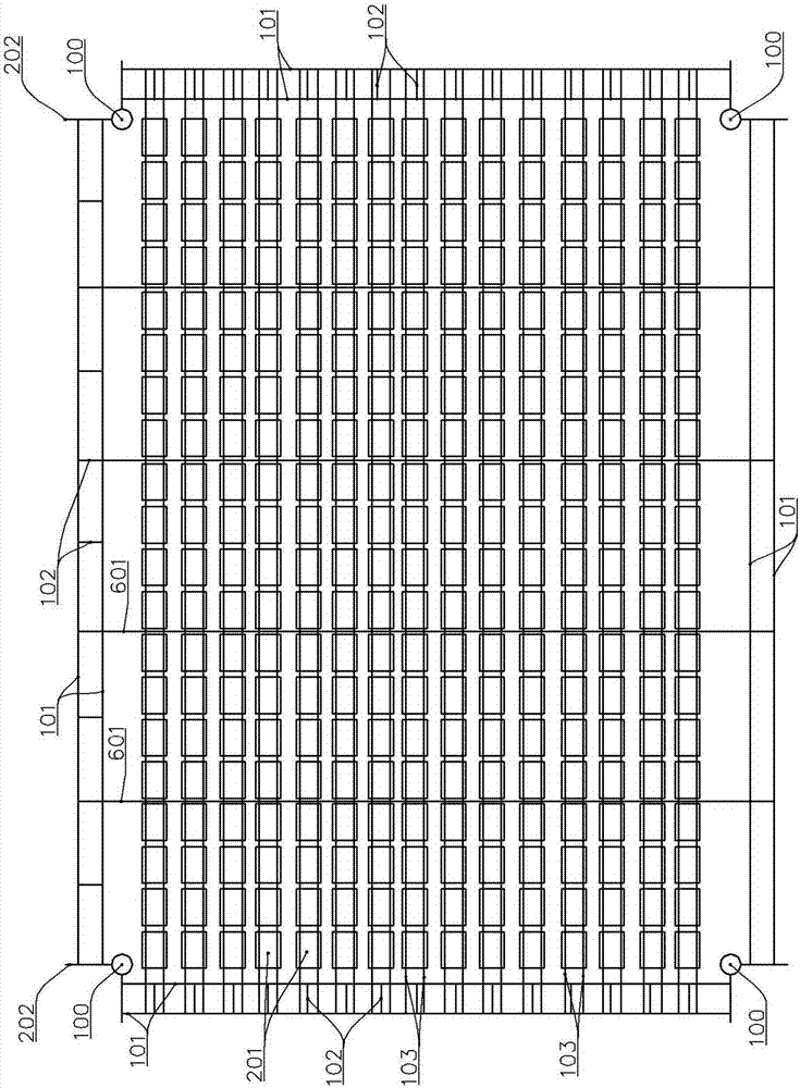 Steel-structure-free overhead photovoltaic assembly support system and power transmission system