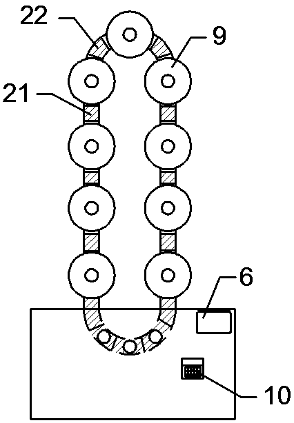 A device for conveying vegetables and collecting empty trays in an underground passage