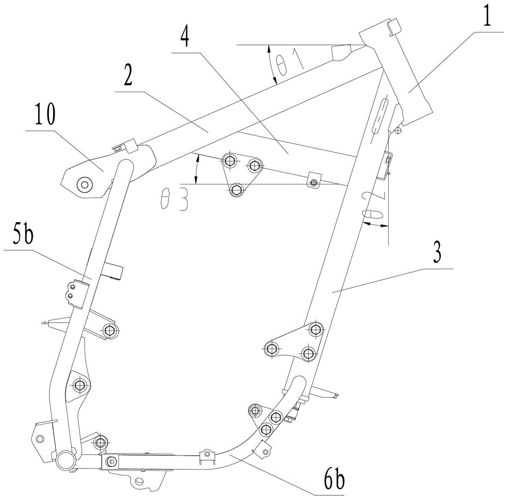 Motorcycle frame front body assembly convenient for welding oil pool