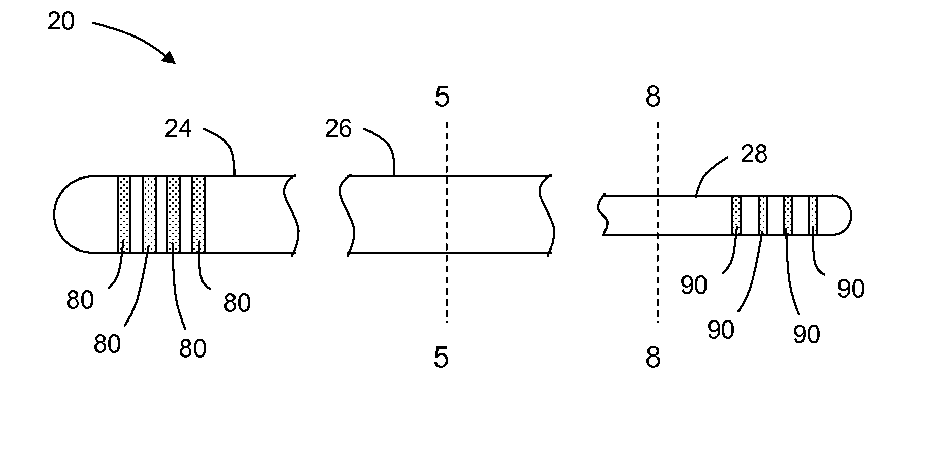 Lead having thin distal end portion