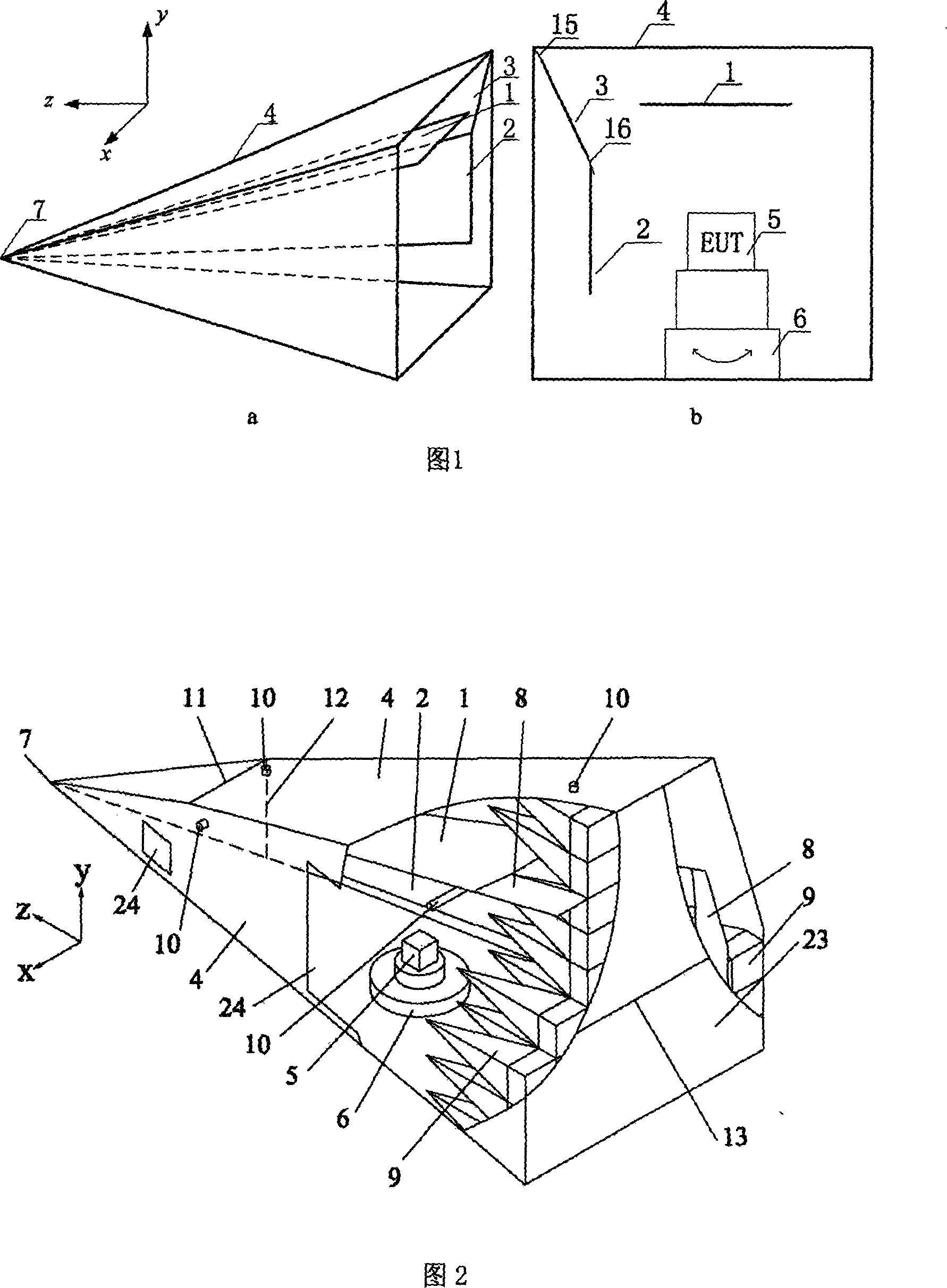 Three polarized transverse electromagnetic wave cell field intensity test device