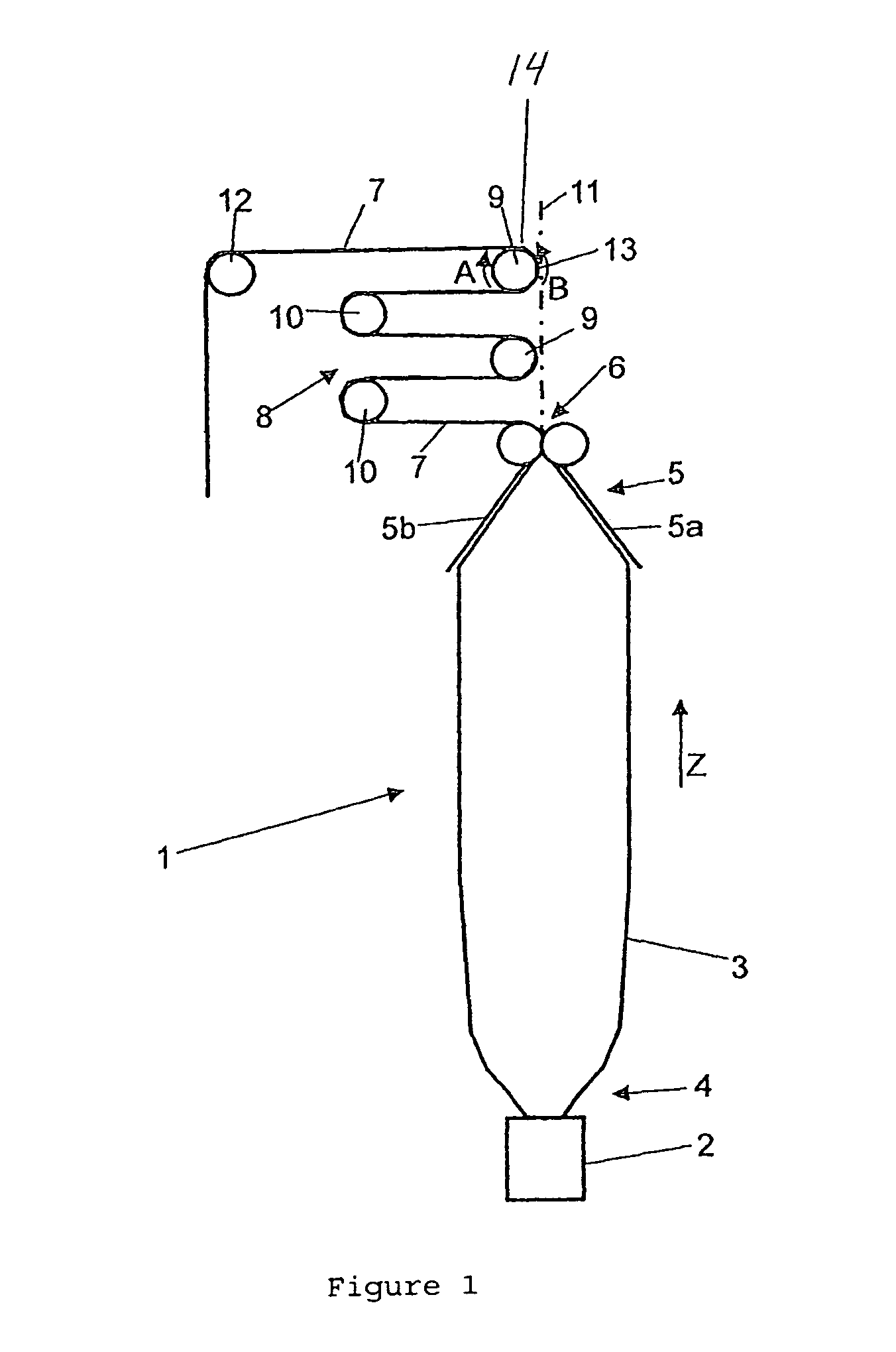 Deviation device for a web of film