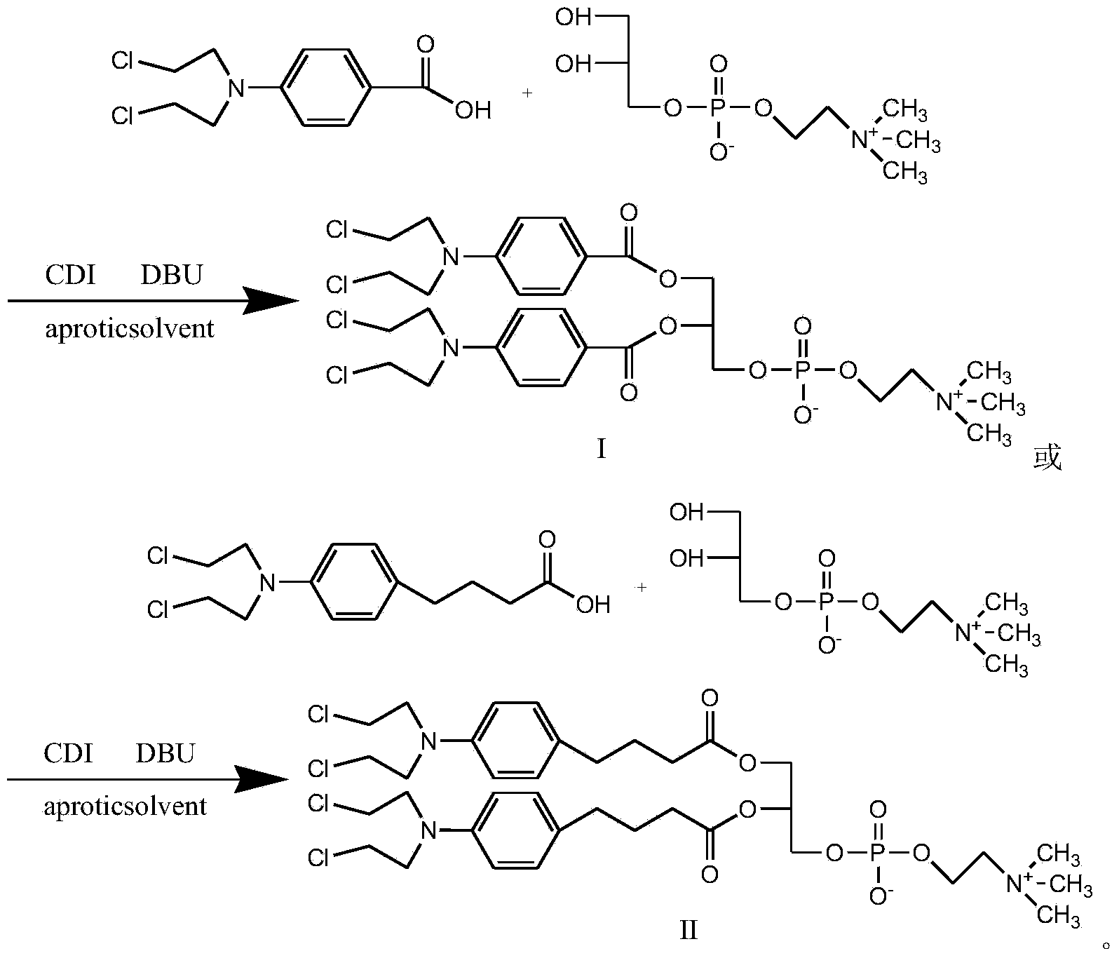 Synthetic method of nitrogen mustard-glycerol phosphatidyl choline compound