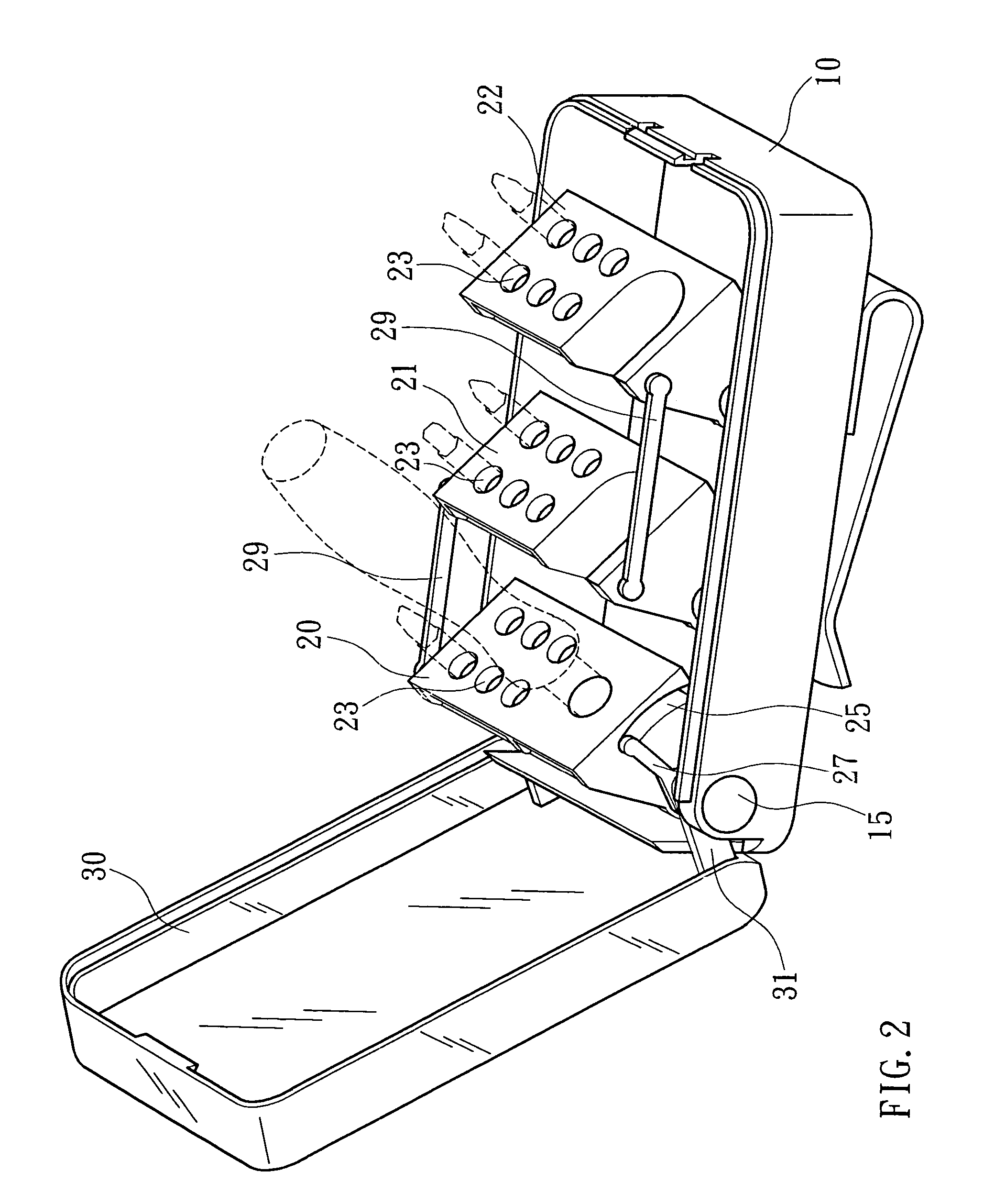 Toolbox with pivotal inner tool holders