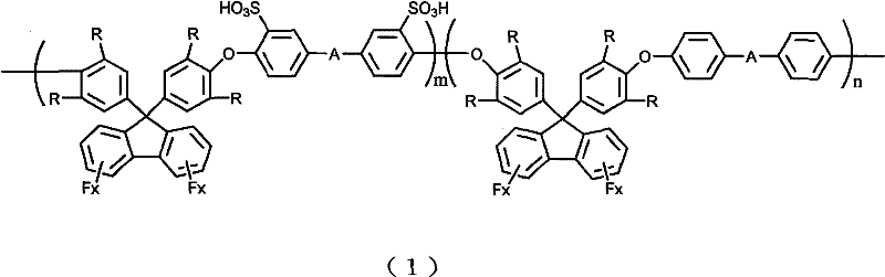 Fluorinated modified sulfonated polyarylether and preparation method and application thereof