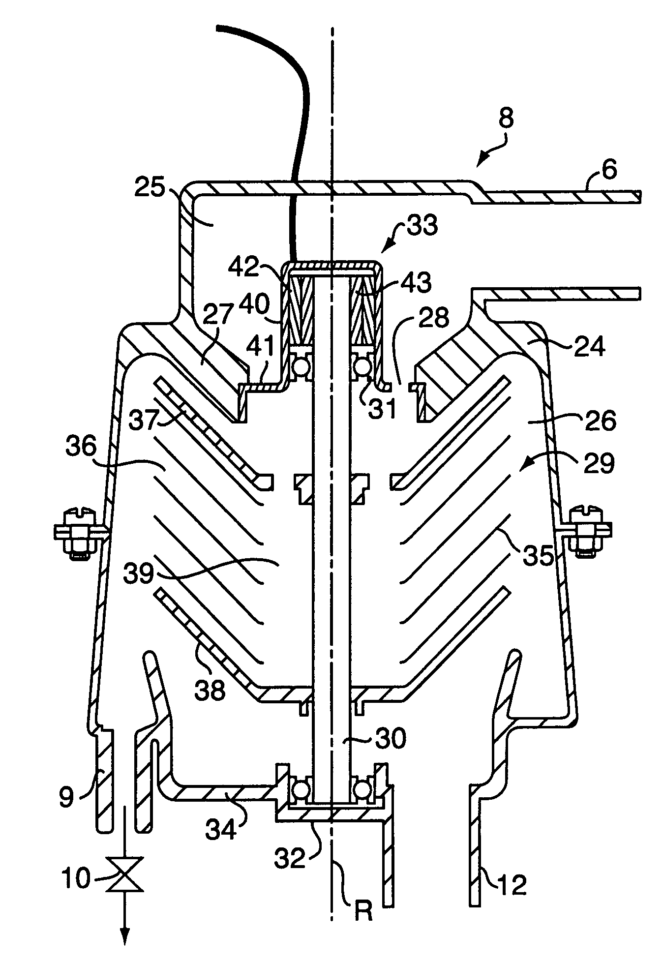 Method of treating air on board on a vehicle, and a device for use when performing the method