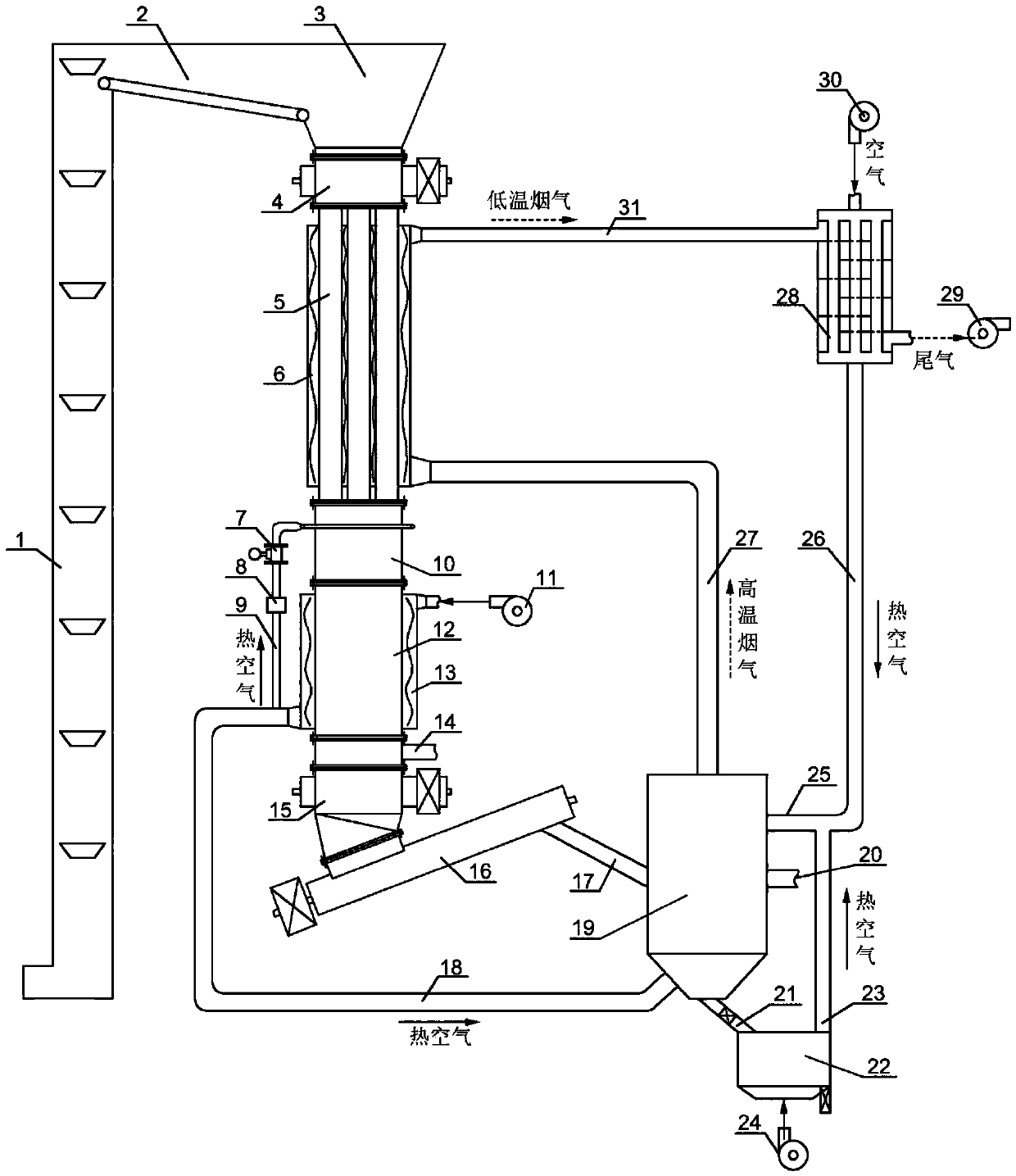Continuous biomass pyrolysis gasification device and method