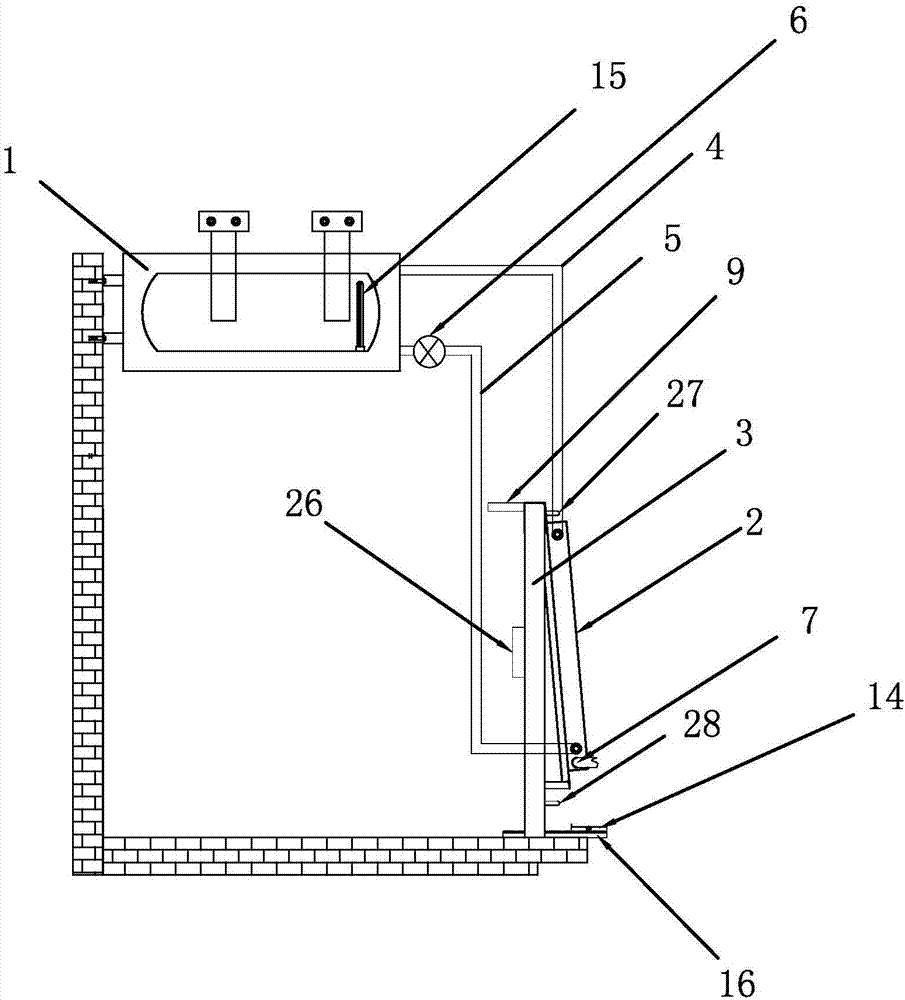 Balcony combined with wall-mounted solar water heater