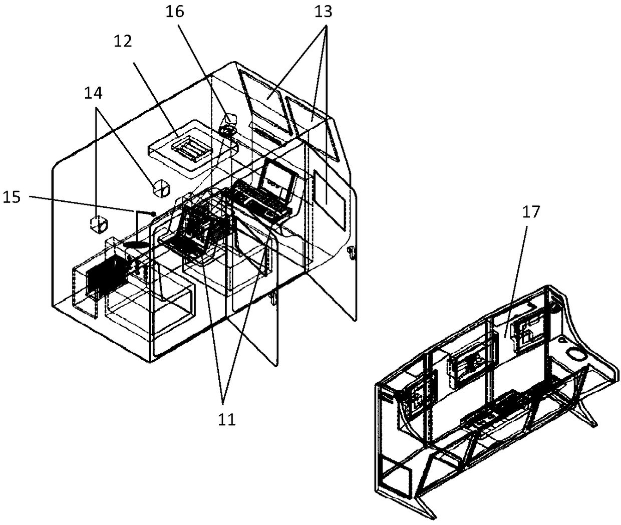 Simulated training system for operators of aerospace measurement and control systems and training method