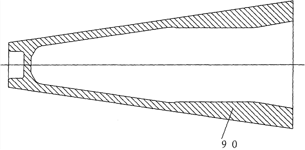 Large long cone-shaped horn cylinder part extruding forming method