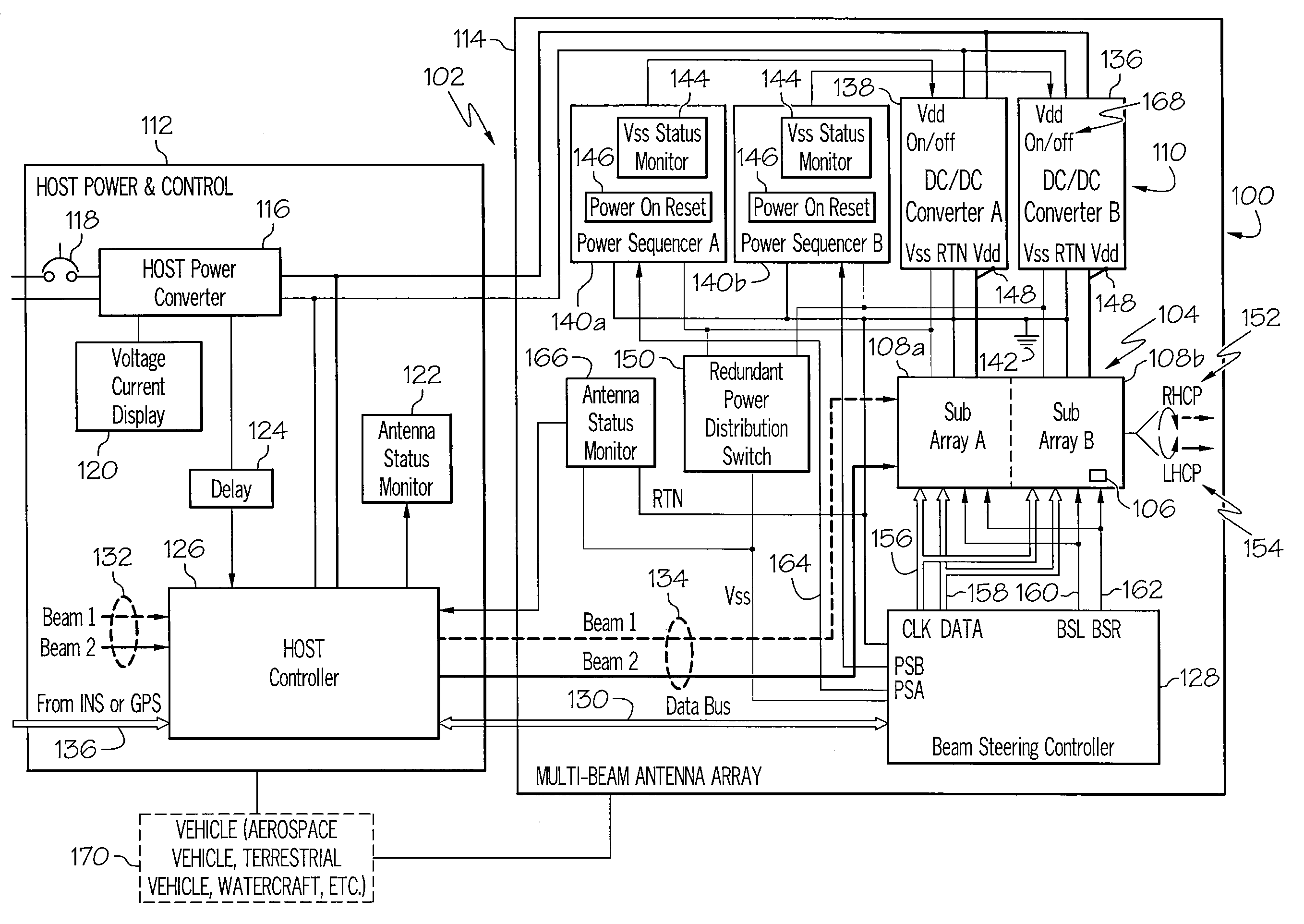 Antenna system including a power management and control system