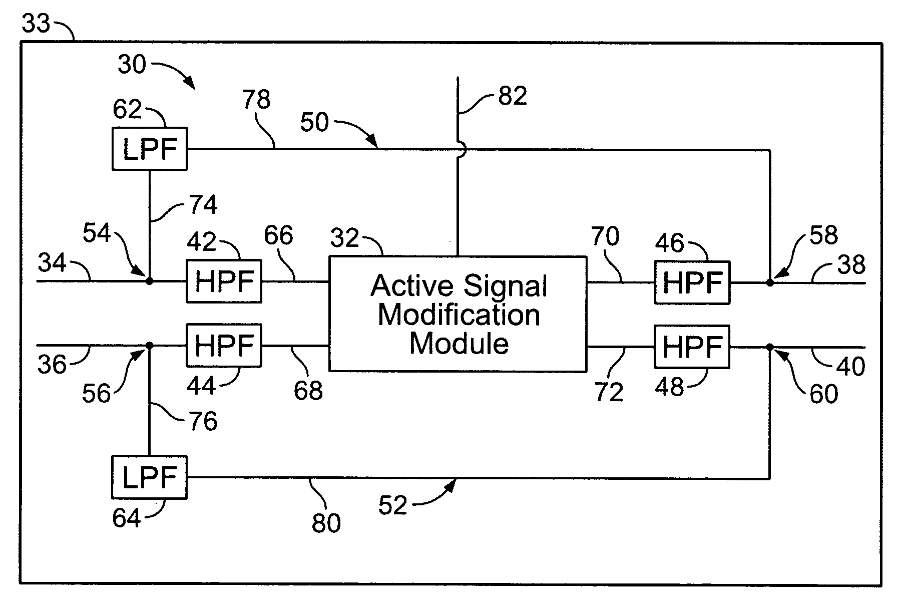 Multi-mode signal modification circuit with common mode bypass