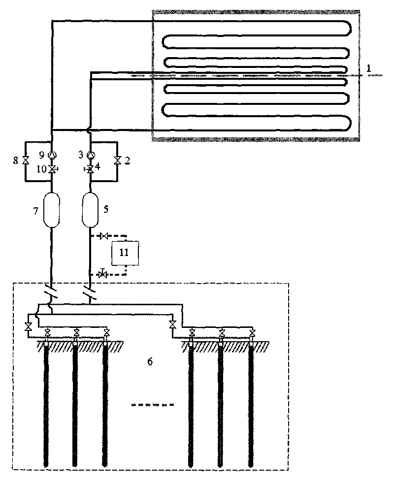 Energy stepped system of road heat collection and heat release by snow and ice melting