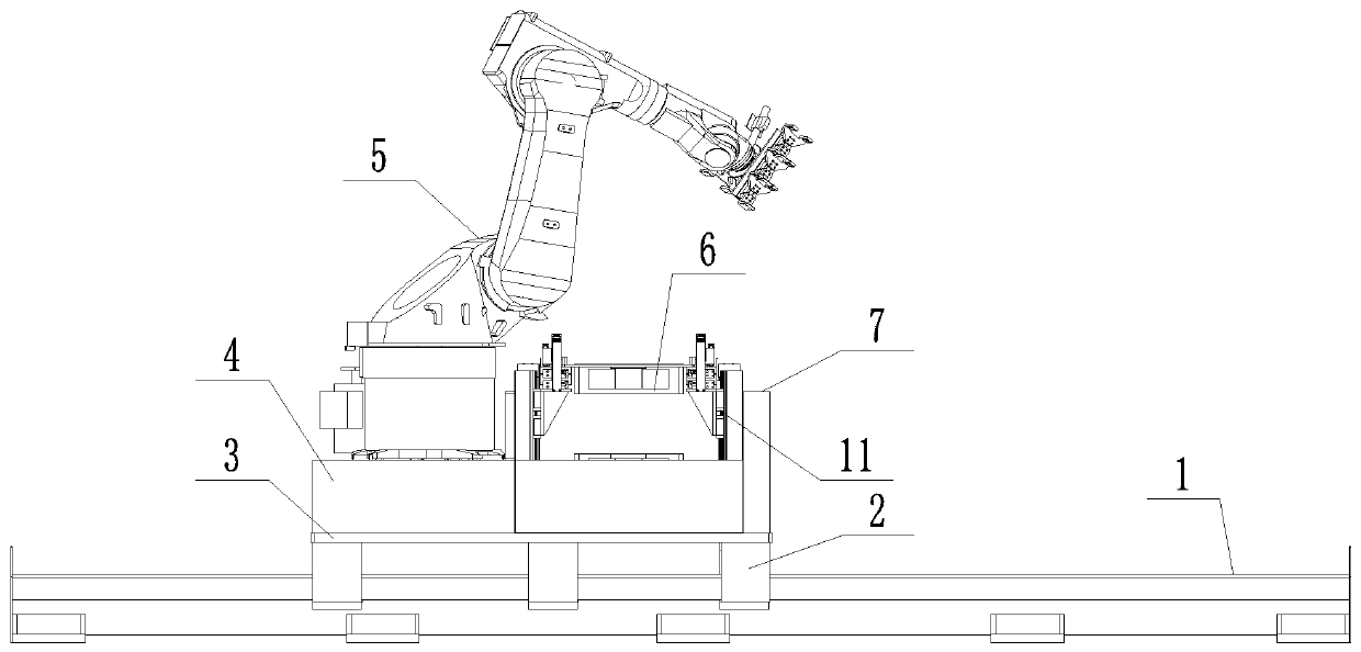 Feeding and blanking device and method for automatically conveying electric energy meters based on rail guided vehicle (RGV)