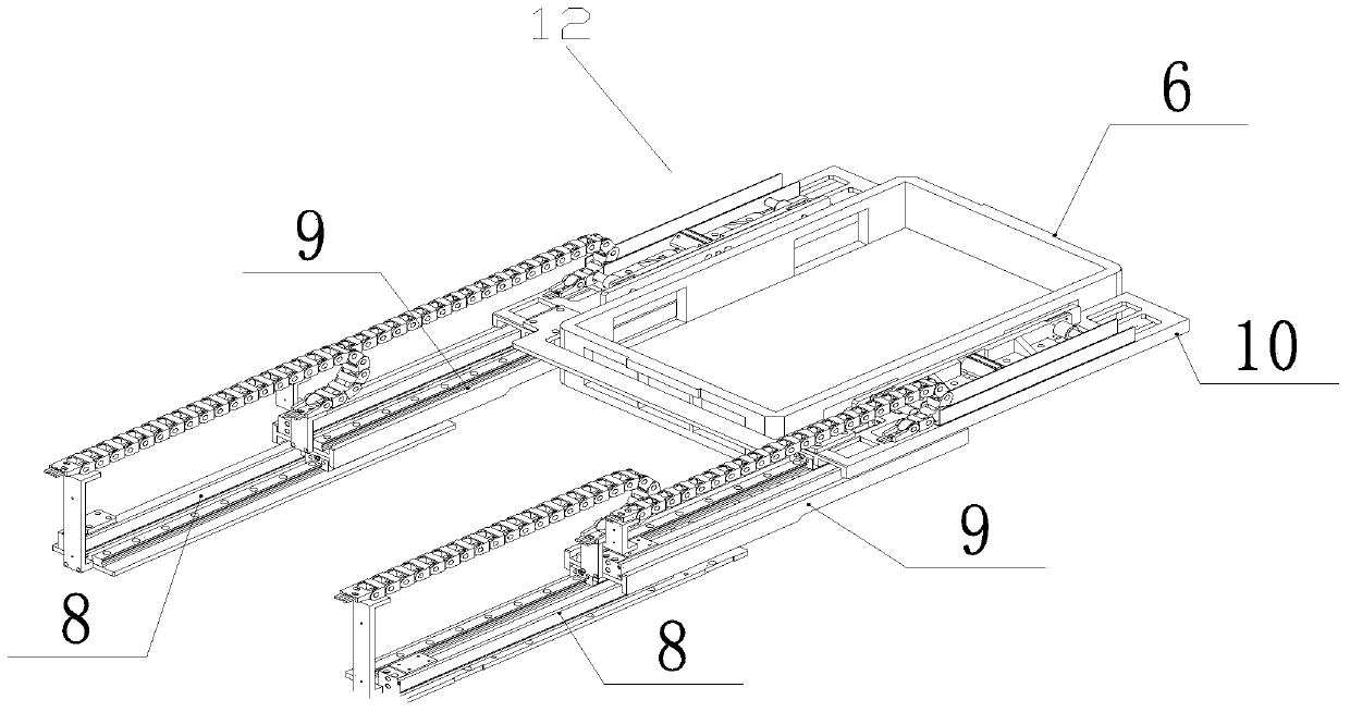 Feeding and blanking device and method for automatically conveying electric energy meters based on rail guided vehicle (RGV)