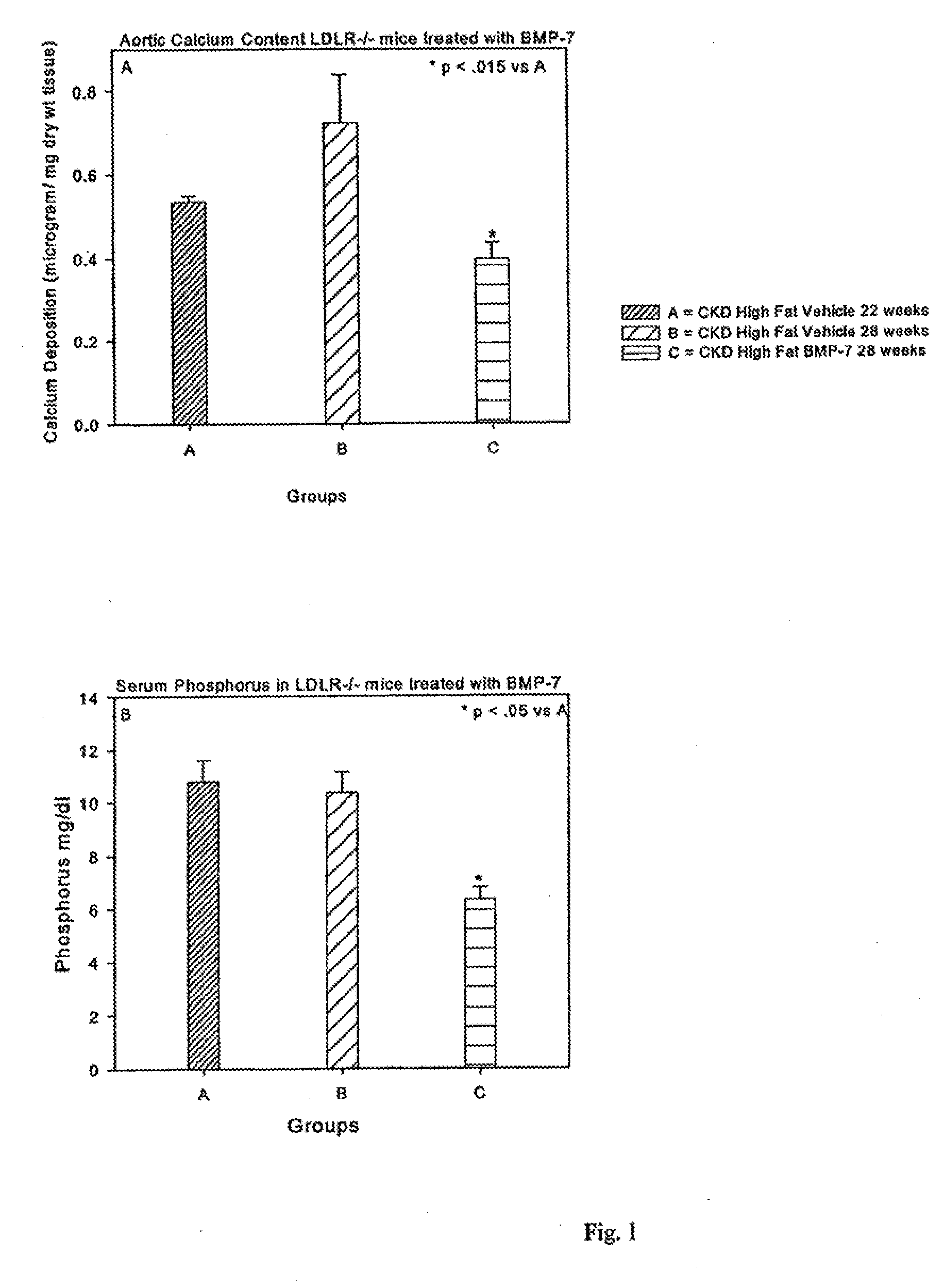 Bmp-7 for use in treating vascular sclerosis