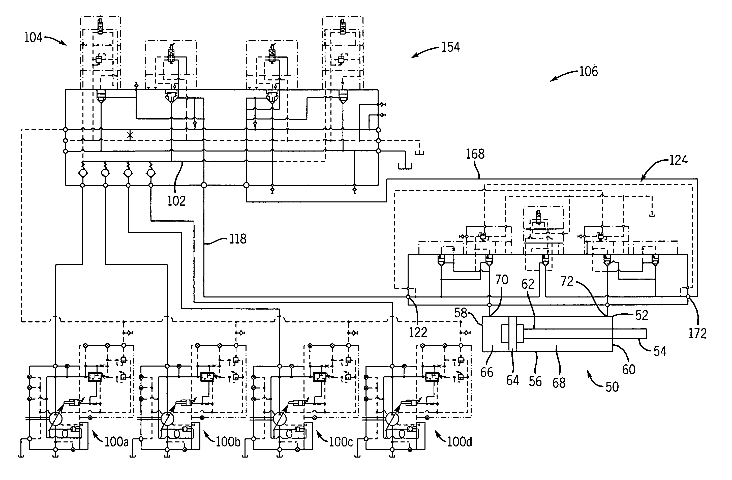 Hydraulic crowd control mechanism for a mining shovel