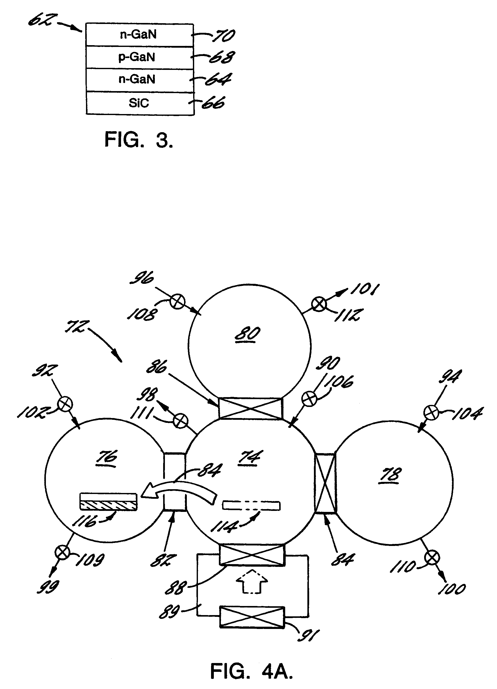 Multi-chamber MOCVD growth apparatus for high performance/high throughput