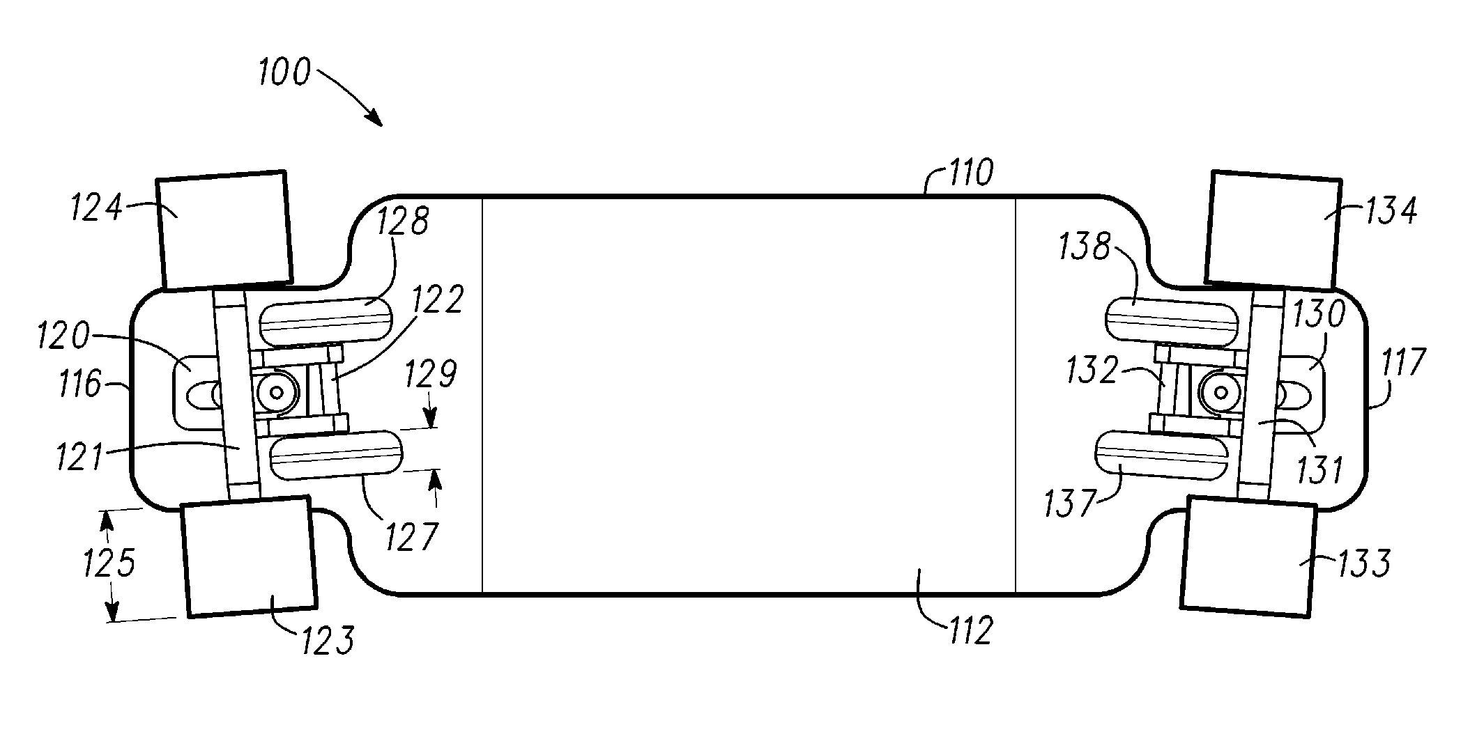 Dual axle skateboard and truck with outboard secondary wheels and method