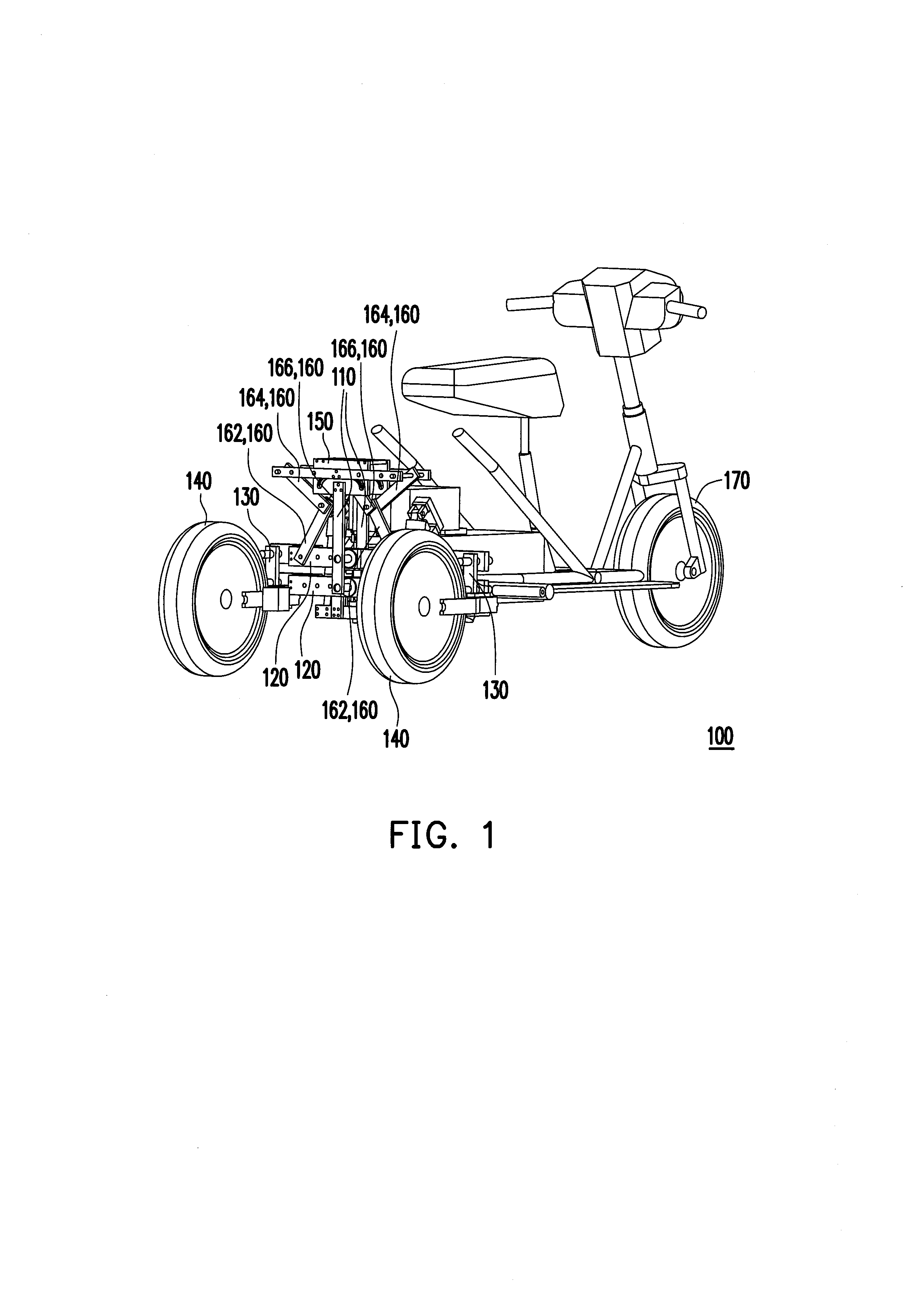 Three-wheeled motor vehicle with high safety