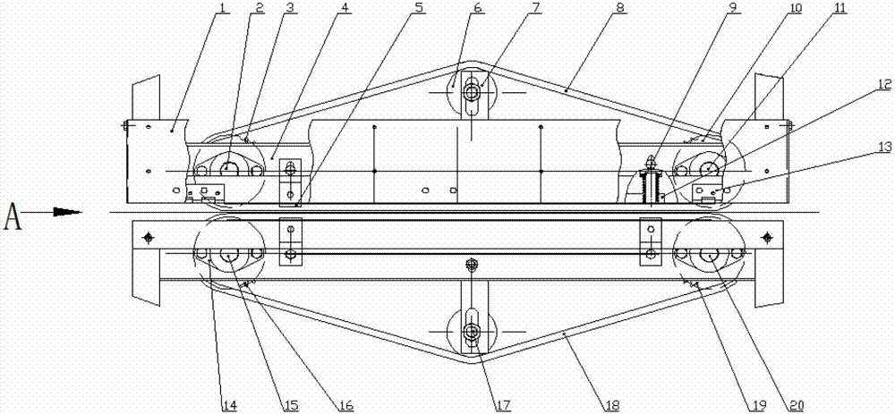 Clamping transporting device of corn picking mechanism