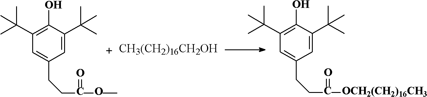 Synthesis method of antioxidant 1076 using solid base catalyst