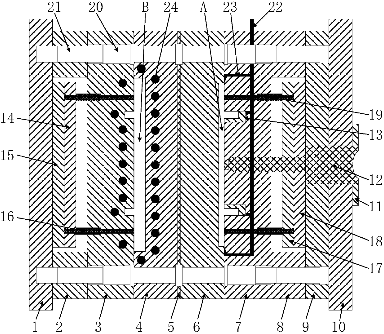 A laminated mold and process method for microcellular foaming injection molding