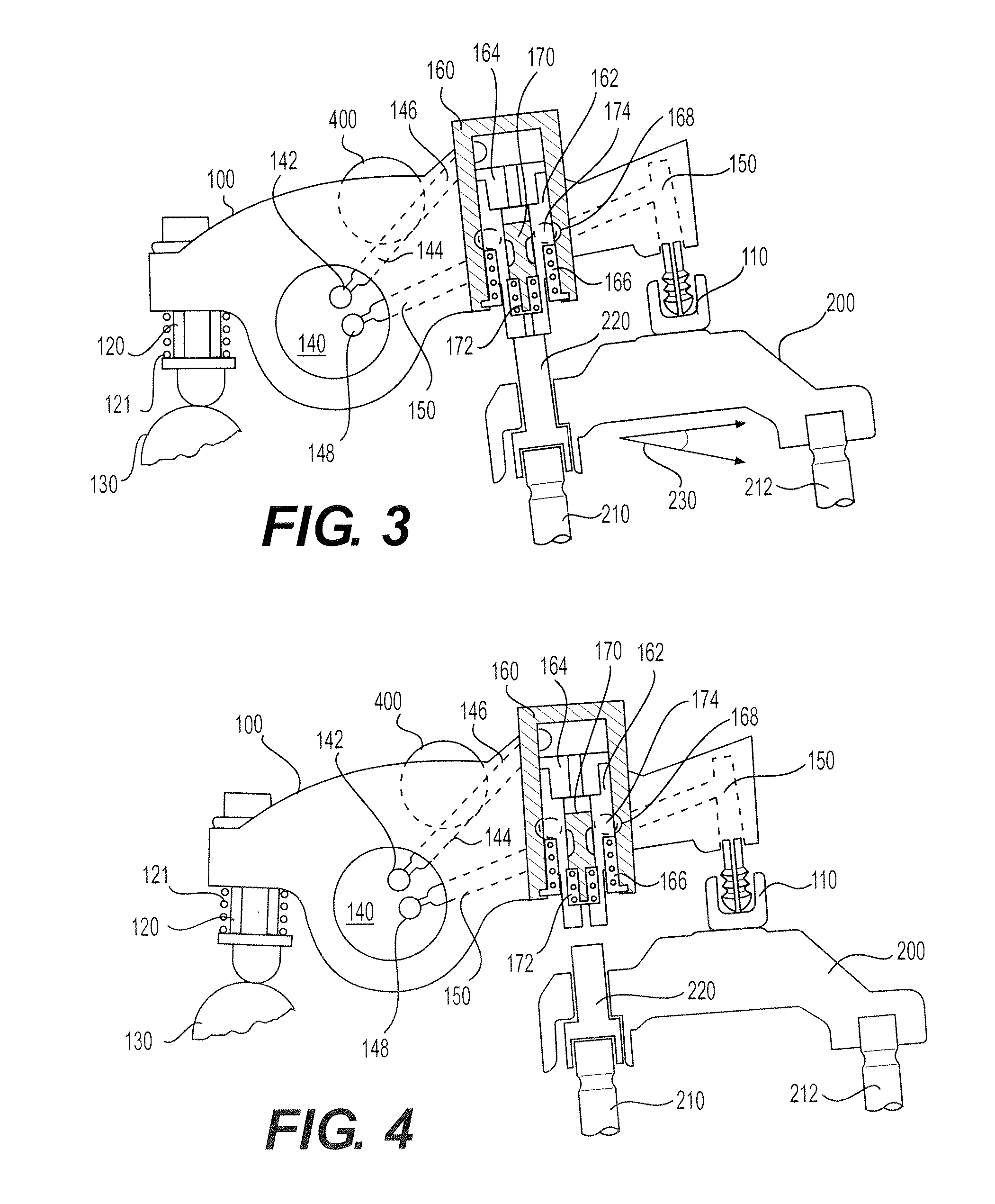 Integrated lost motion rocker brake with automatic reset