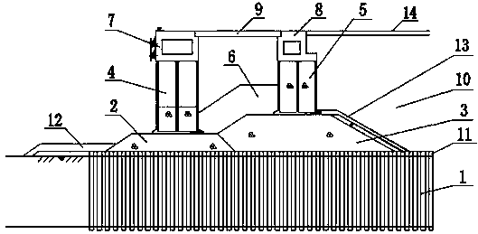 Dock wall type wharf structure with deepwater soft soil foundation and construction method thereof