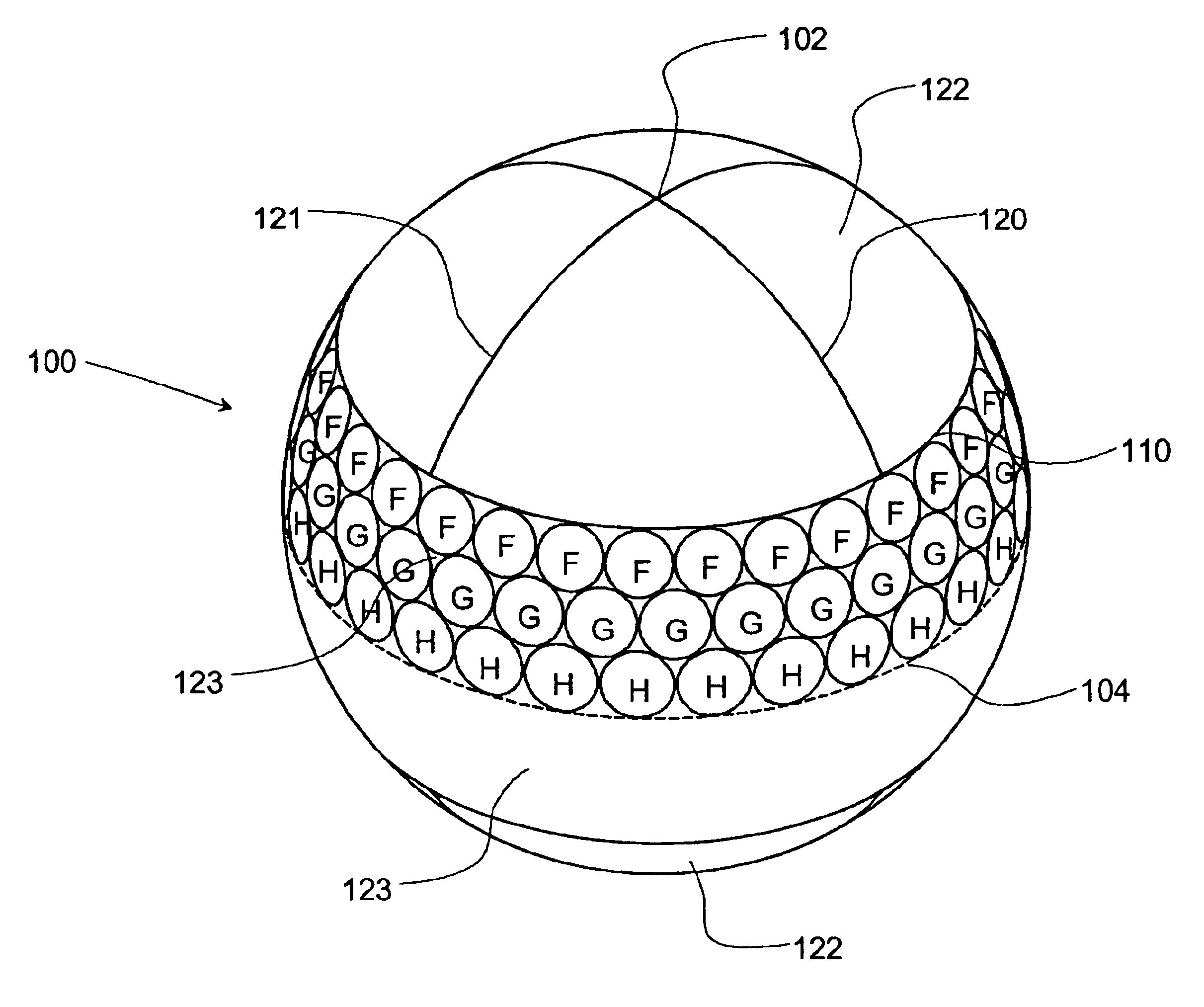 Dimple pattern for golf balls