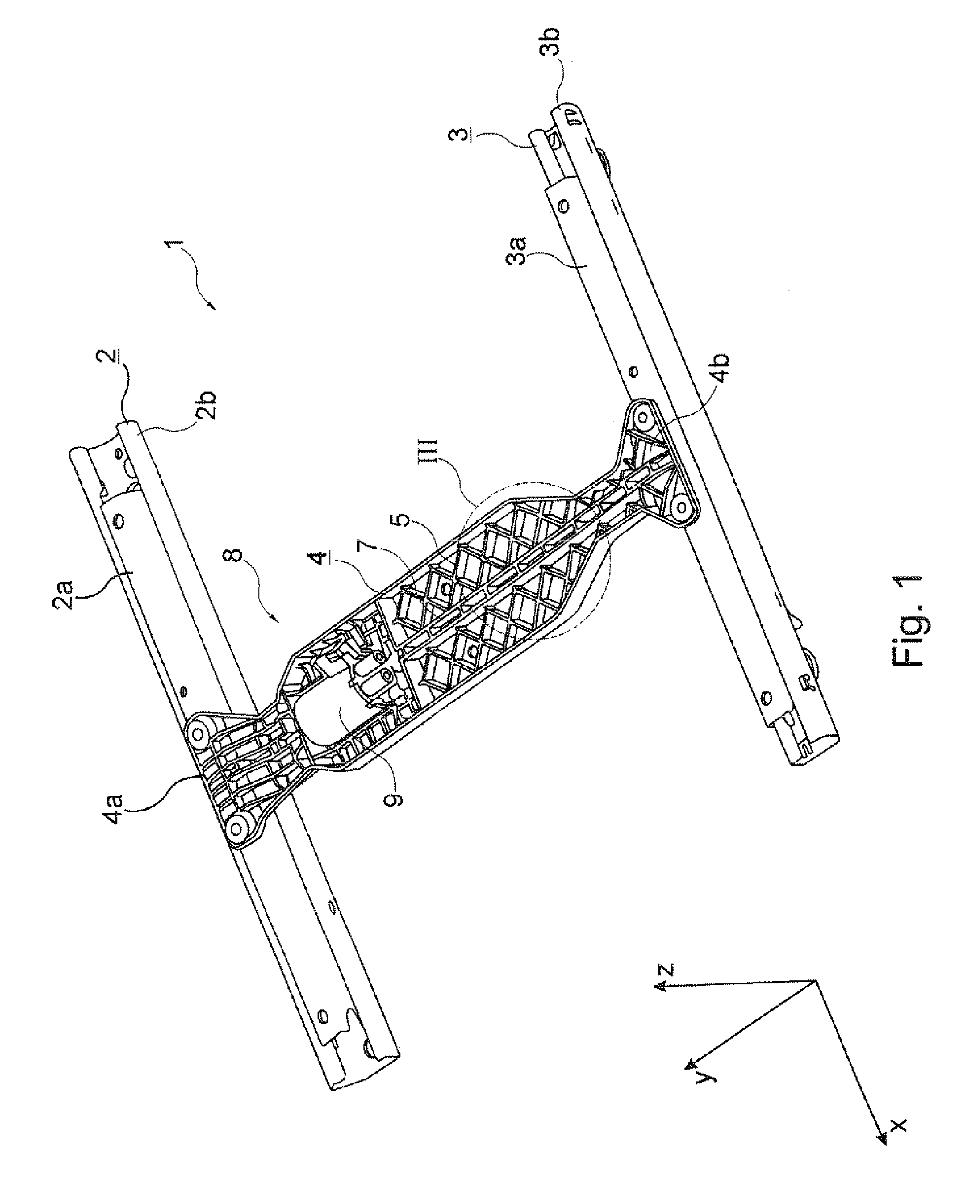 Rail adjustment system for a motor vehicle seat