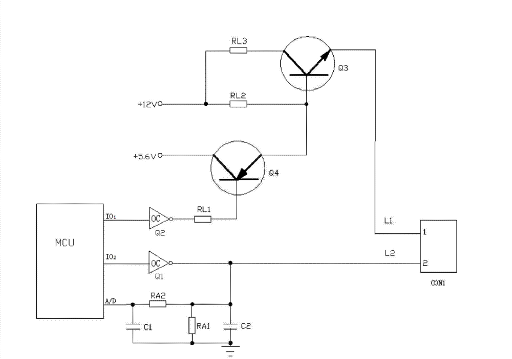 Circuit with two-wire system structure of manual button box for electric door