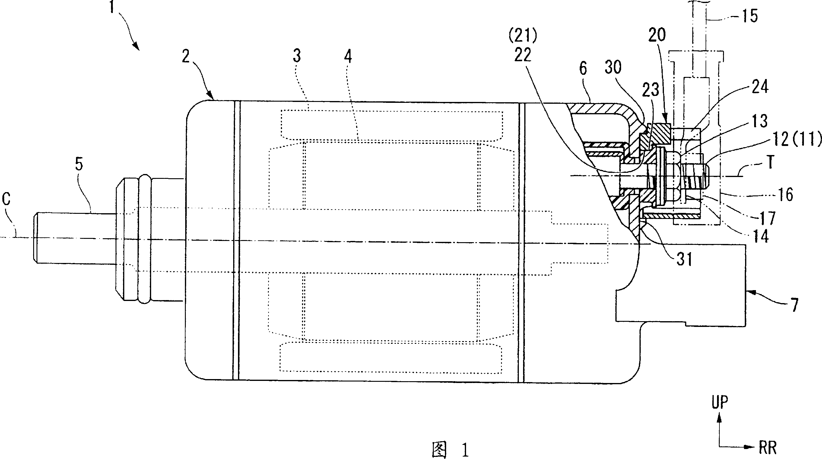 Motor terminal portion structure