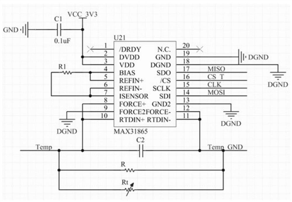 Temperature detection method for fitting RTD characteristics by using NTC thermistor