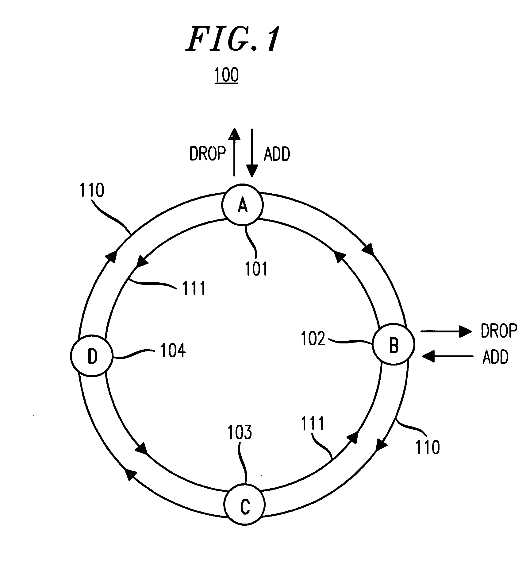 Optical add/drop arrangement for ring networks employing wavelength division multiplexing