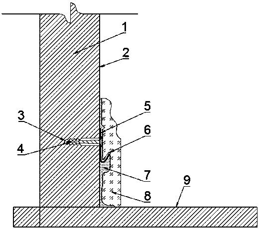 Skirting line anti-shedding hook fixing structure and installation method thereof