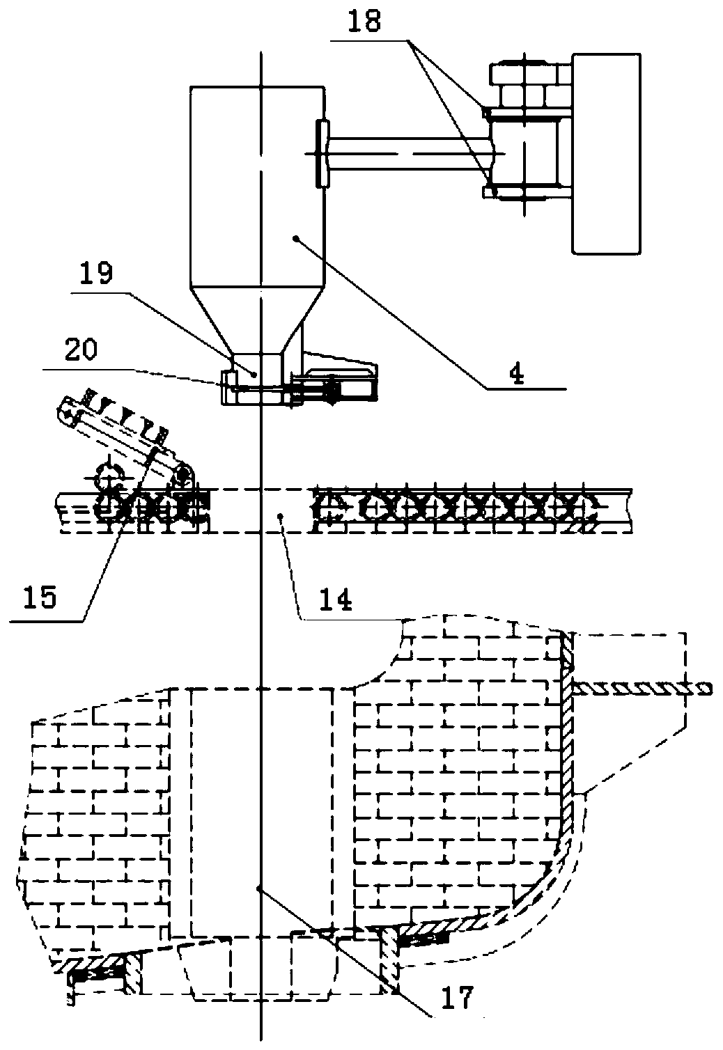 Electric arc furnace sand filling device