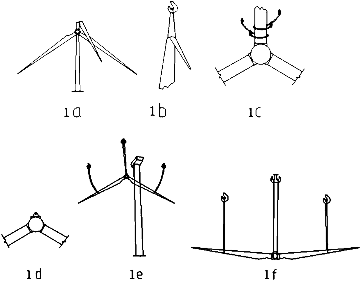 High-altitude dismantling method of offshore wind power impeller and gravity center adjustable type tool used for dismantling method of offshore wind power impeller