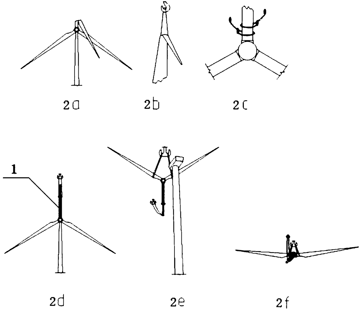 High-altitude dismantling method of offshore wind power impeller and gravity center adjustable type tool used for dismantling method of offshore wind power impeller