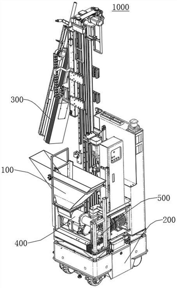 Hopper structure and spraying and smearing integrated robot