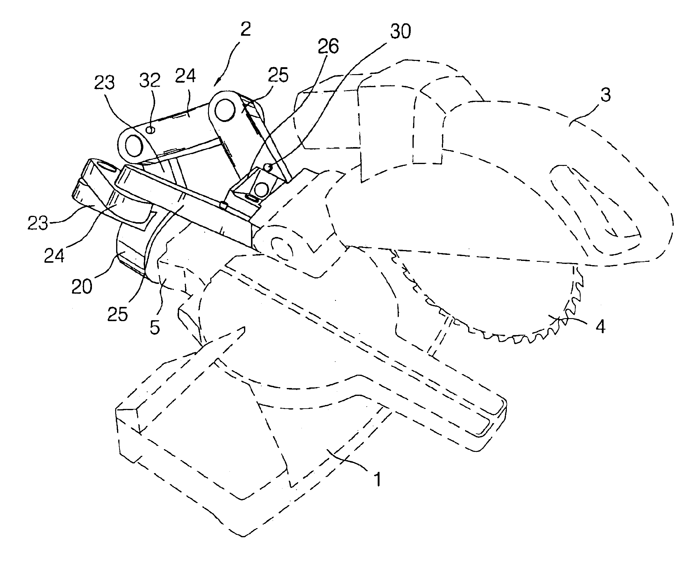 Circular sawing machine having a link mechanism